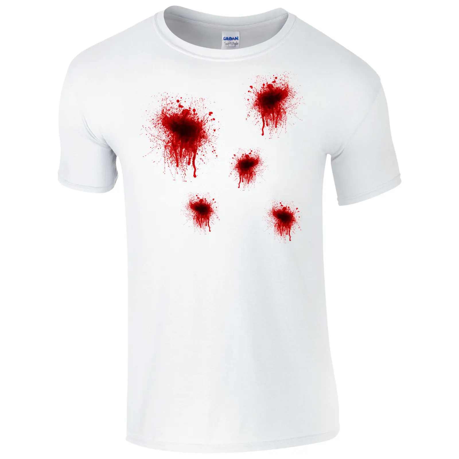 Blood Stains T-Shirt - Horror Splatter Gun Wounds Halloween Fancy Dress Mens Top Cool Casual pride t shirt men Unisex New | Мужская