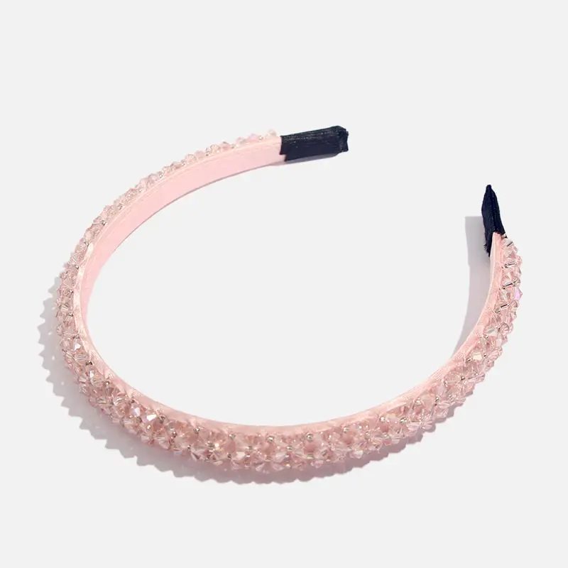 Flatfoosie Crystal Beaded Hair Band Fashion Headwear Girl Women Handmade Hair Accessories Headwear Party Wedding Headbands - Окраска металла: H005702PK