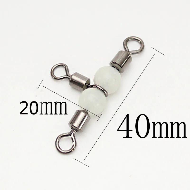 40x20mm 10 шт. рыба тройной прокатки поворотный светящиеся оснастки бусины шарики Pesca 3 способ Разъем Крест линии Рыбалка - Цвет: 40x20mm