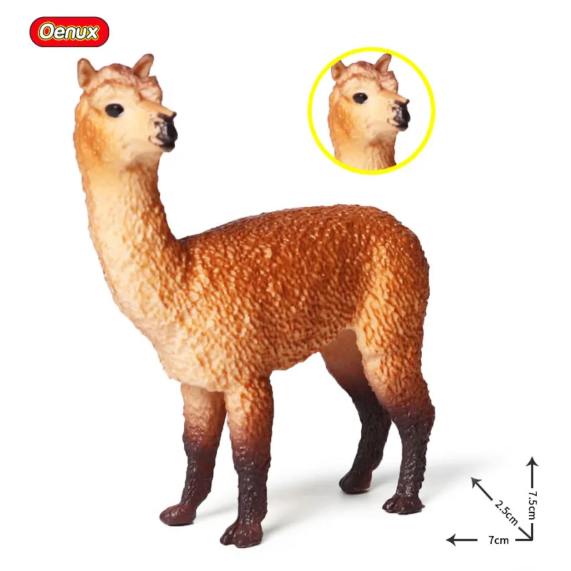 Alpaca Oenux оригинальные дикие животные Leopard Lion Модель фигурка Альпака Павлин Статуэтки-пауки миниатюрная Коллекция игрушек для детей - Цвет: Alpaca