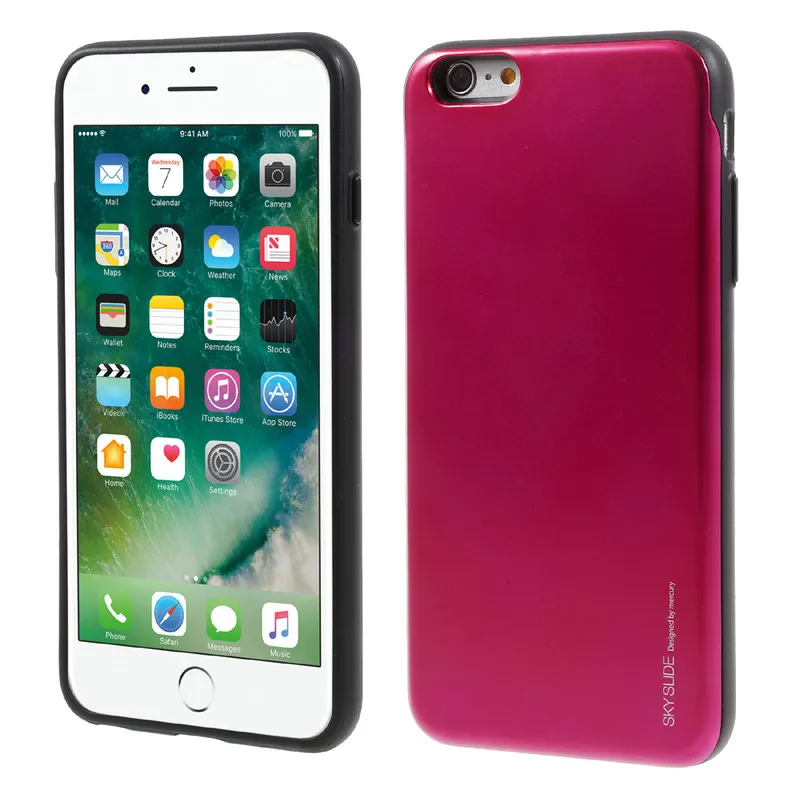 Rose Гибридный Чехол Goospery Candy Sky Slide для iPhone X, 8, 7, 6, 6s Plus, держатель для карт, чехол для телефона iPhone 6, 6s, 7 Plus - Цвет: Rose
