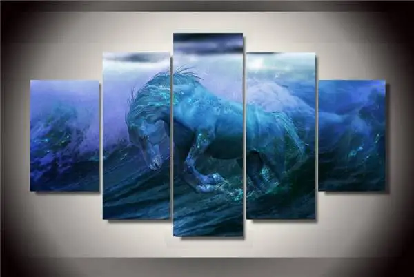 Hd с принтом лошадь воды океана Фэнтези Картина на холсте Декор печати плакат