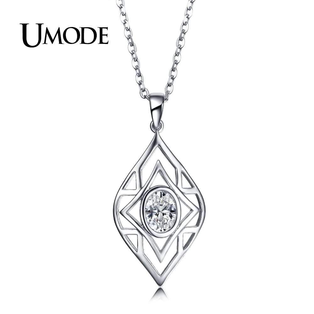 UMODE длинная Очаровательная цепочка с полым глазом большой овал куб цирконий