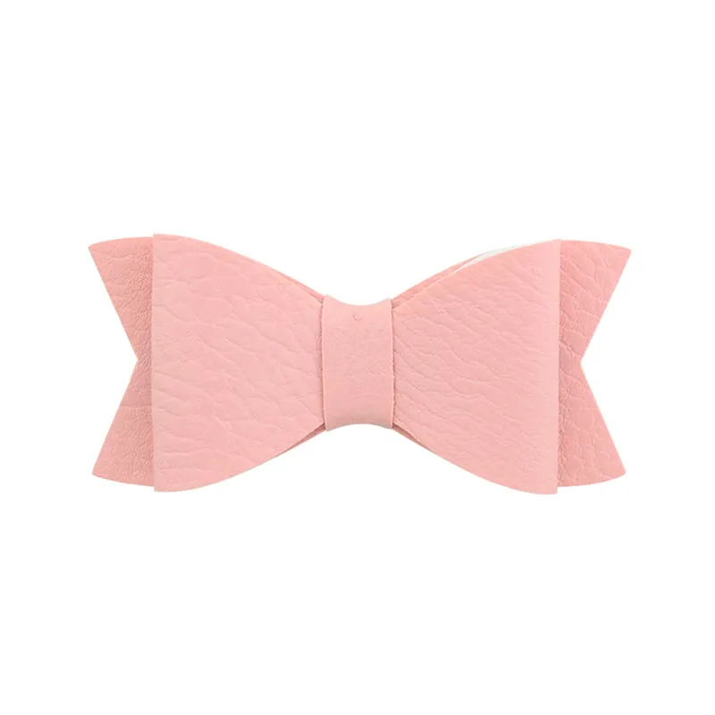 11 Pink Приблизительно 3,1" Твердые DIY детские из искусственной кожи галстук-бабочка заколка для волос заколки-пряжки девочки детский зажим для волос шпилька-бант аксессуары для волос - Цвет: 11 Pink