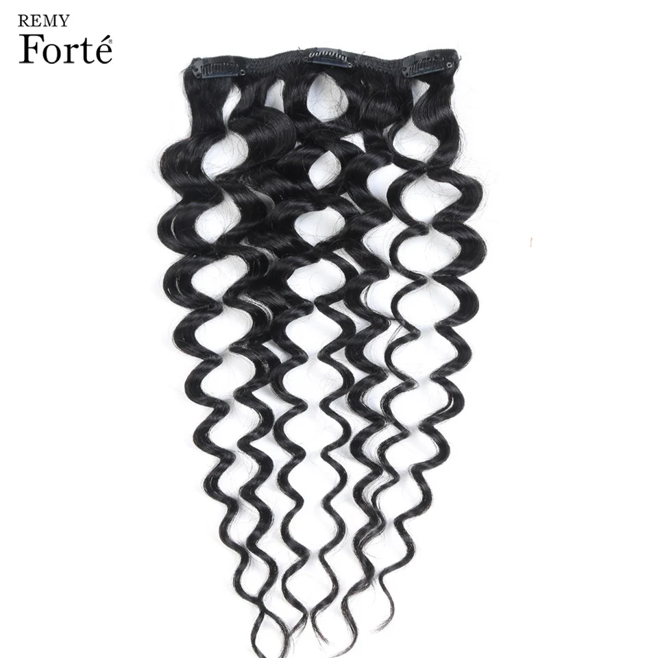 Натуральные волосы Remy Forte на заколках для наращивания кудрявые вьющиеся 7 шт.