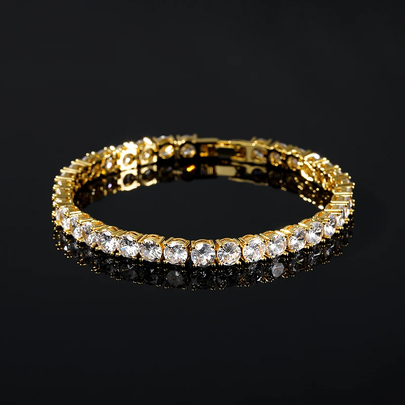 

Iced Zircon Tennis Chain Bracelet & Bangles Men's Hip hop Jewelry 4mm 5mm Copper Material Chain Box Clasp Bracelet For Men