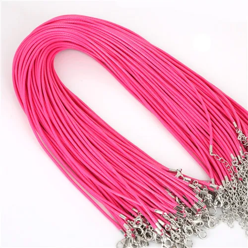 Fuchsia 2 мм 10 шт шнурок из искусственной кожи цепочка регулируемое ожерелье браслет с застежкой омар 18 цветов для DIY ювелирных изделий - Цвет: Fuchsia