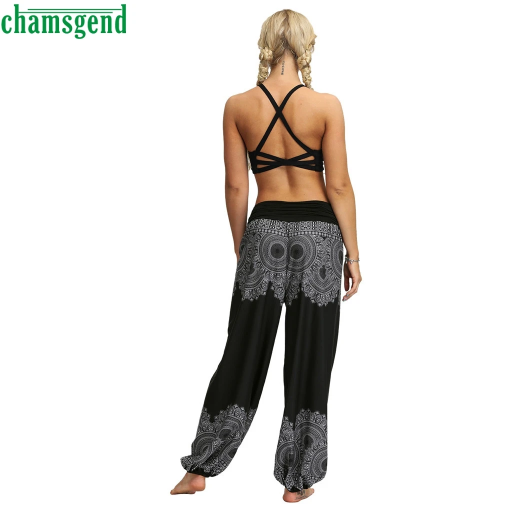 CHAMSGEND штаны для йоги Boho свободные женские брюки для йоги летний Повседневный мешковатый комбинезон шаровары быстросохнущие тренировочные брюки 09