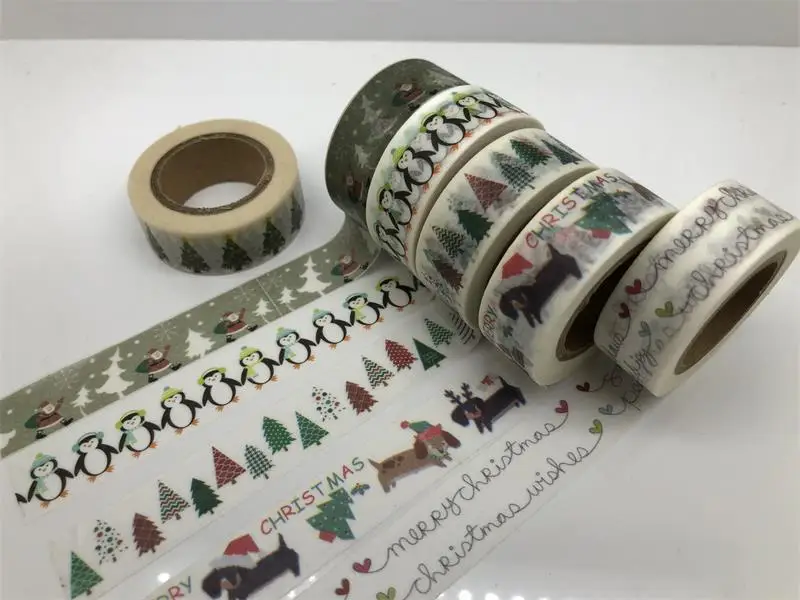 jiataihe christmas washi tape Merry Christmas tree japanese rice paper printing masking free shipping | Канцтовары для офиса и