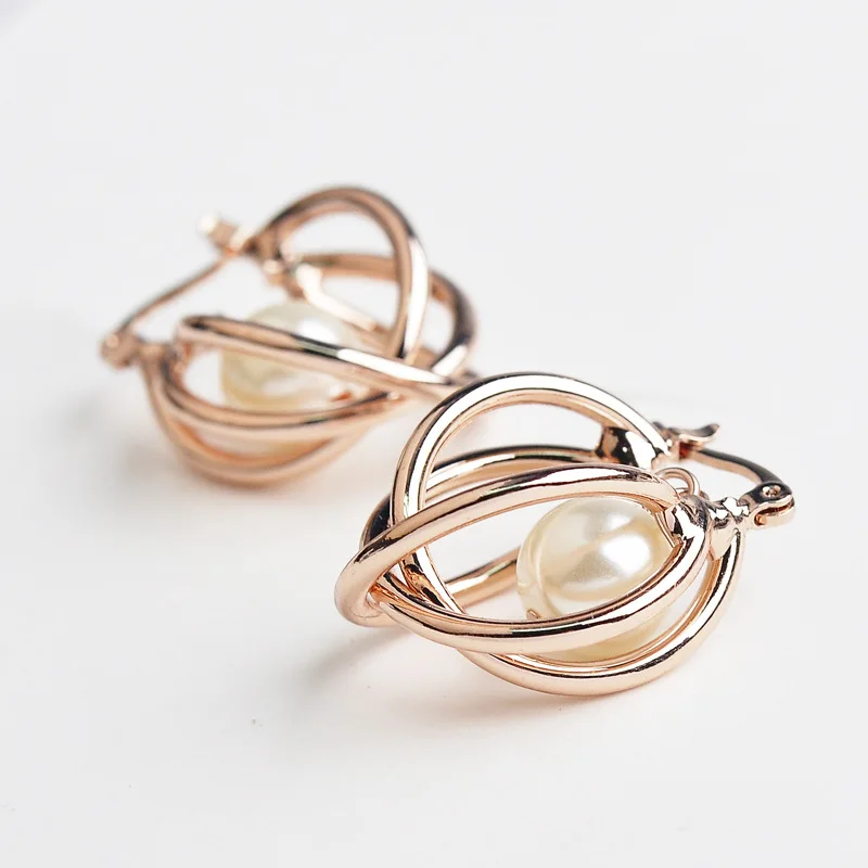 

Ociki Imitation Pearl Earrings Fashion Wholesale Rose Gold Color Vintage Ball Earring for Women Cute Girls Gift Drop Shipping