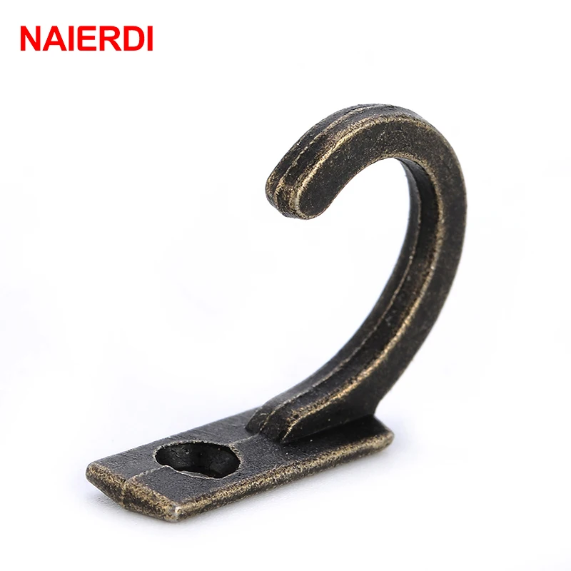 Bronze NAIERDI, 30 шт., маленькие антикварные крючки, настенная вешалка, изогнутая Пряжка, рог, замок, застежка, крючок для деревянной ювелирной коробки, мебельная фурнитура - Цвет: Bronze