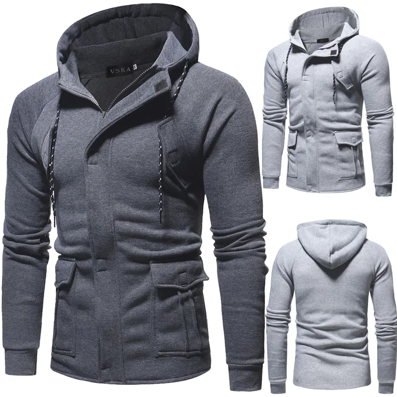 UNIVOS KUNI 2019 Spring Men Casual Hooded Sweatshirt Solid Color Hoodies Male Long Sleeve Hoodie Slim Sportswear Pullover J506 | Мужская