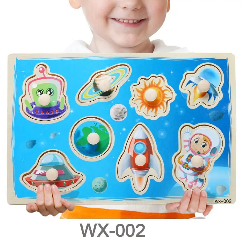 WX-002 Деревянные головоломки мультфильм автомобиль морские животные головоломки доска головоломка Монтессори когнитивные карточки игрушки для детей - Цвет: WX-002