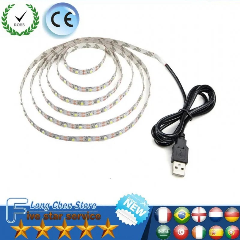 USB Светодиодная лента 5 в IP65 водонепроницаемый светильник SMD3528 50 см 1 м 2 3 4 RGB