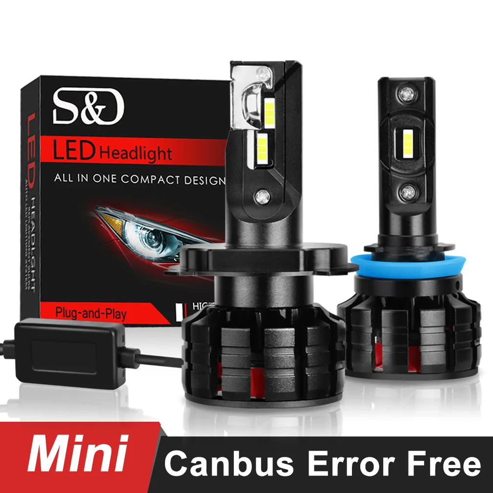 2 шт. H1 H4 светодиодный H7 Canbus H11 H3 HB3 9005 HB4 9006 фар автомобиля лампы мини 10000LM 6000 К авто