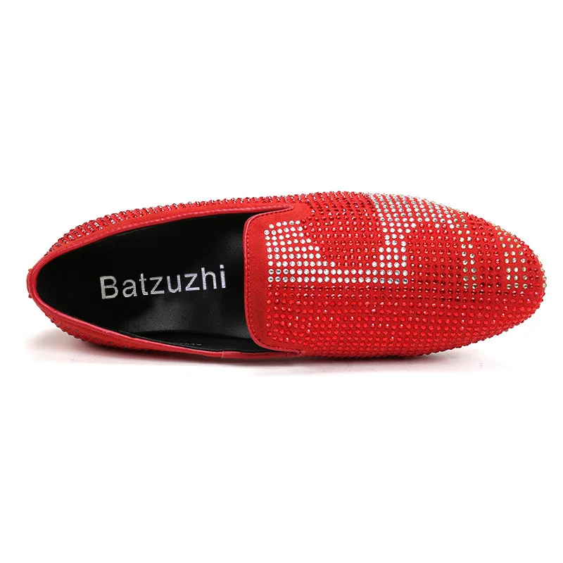 Batzuzhi Fashion Classic dress mens Shoes genuine leather red /black loafers slip on men prom shoes italian luxury big size 46 | Обувь