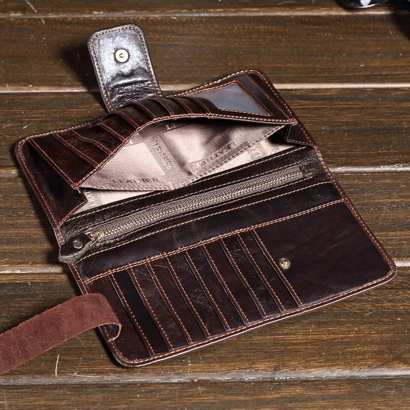 2017 винтажный кошелек из натуральной кожи с застежкой большой вместимости