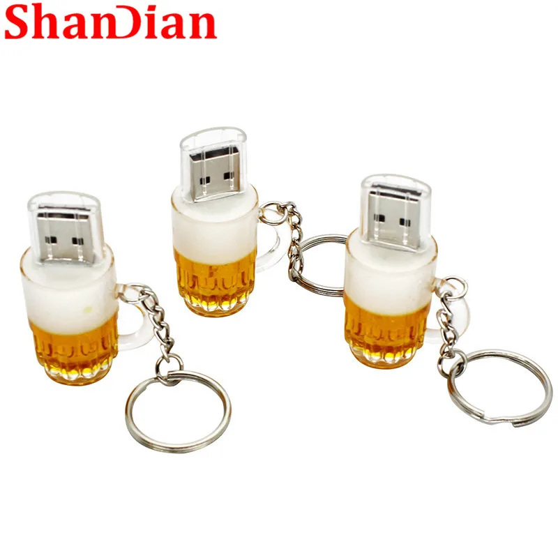 SHANDIAN, модная новинка, u-диск, мини-накопитель, пивная чашка, usb флеш-накопитель, 64 ГБ/32 ГБ/16 ГБ, с рисунком пива, реальная емкость, Crea