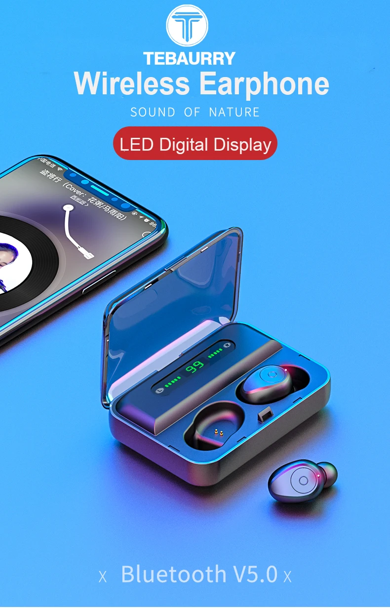 TWS 5,0 Bluetooth наушники 6D стерео беспроводные наушники с Мощный светодиодный дисплей бинауральные микрофон беспроводные наушники для игровой гарнитуры