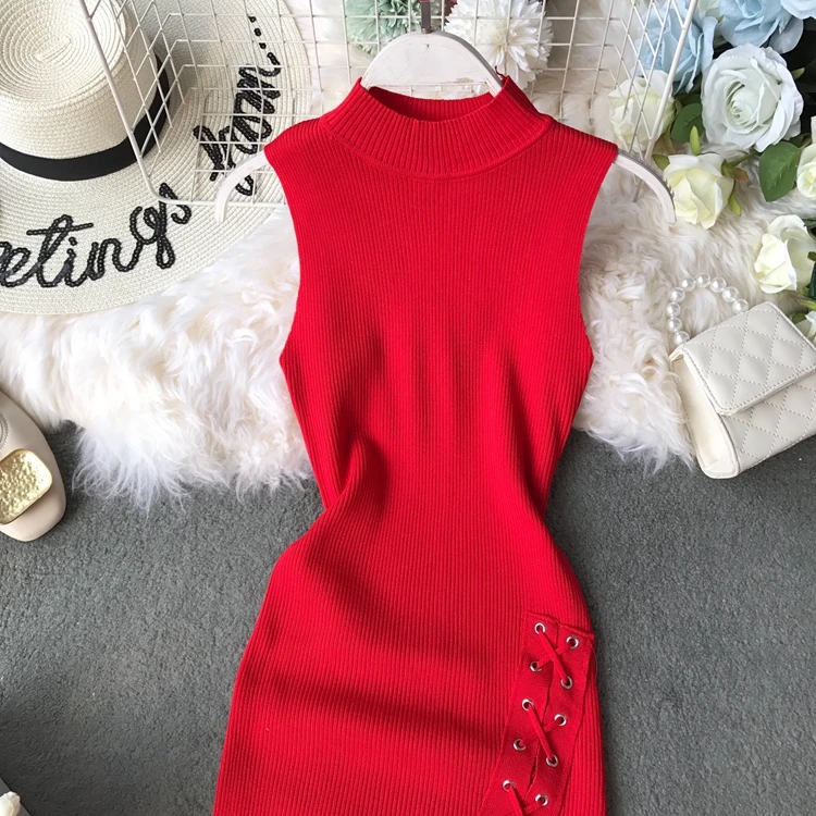 Новинка 2019 модное женское сексуальное платье летнее ремни с разрезом тонкое