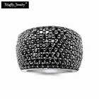 Коктейльное кольцо с черной ПАВЕ, модные ювелирные украшения в европейском стиле для мужчин и женщин, Серебряный подарок 2017 пробы, Супер предложения