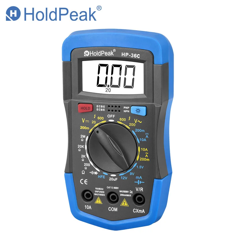 Цифровой профессиональный мультиметр HoldPeak HP-36C Mini Multimetro AC/DC ручной диапазон