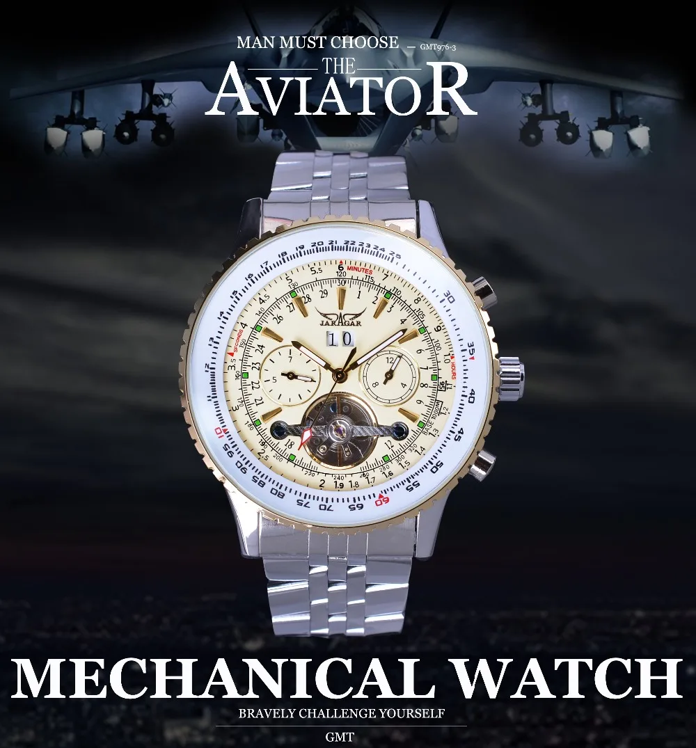 Авиатор Серии Военная Масштаб Желтый Элегантный Циферблат Jaragar Tourbillon Дизайн