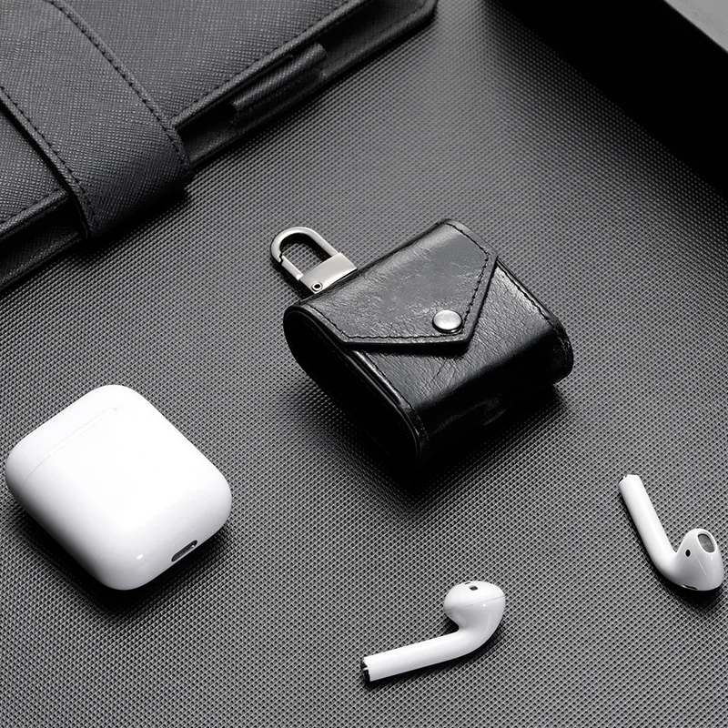 Чехол для наушников Apple airpods ремешок из натуральной кожи с кнопками чехол