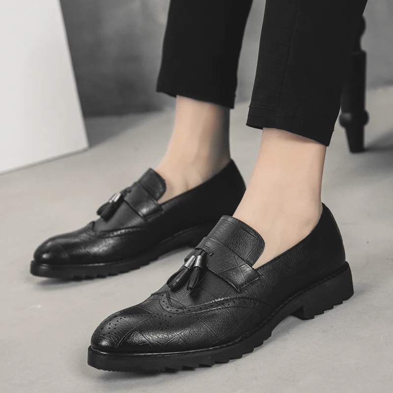 Fashion Men Loafers Elegant Brand Dress Shoes Italian Style Dating wedding dressing Male Tassel Casual w5 | Обувь