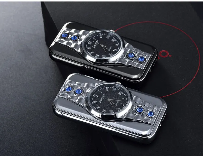 Зажигалка для часов, USB, вольфрам, турбо, ветрозащитная, мужская, цвет, цинковый сплав, Электронная зажигалка для сигарет, лазерная, логотип, горка для воспламенения
