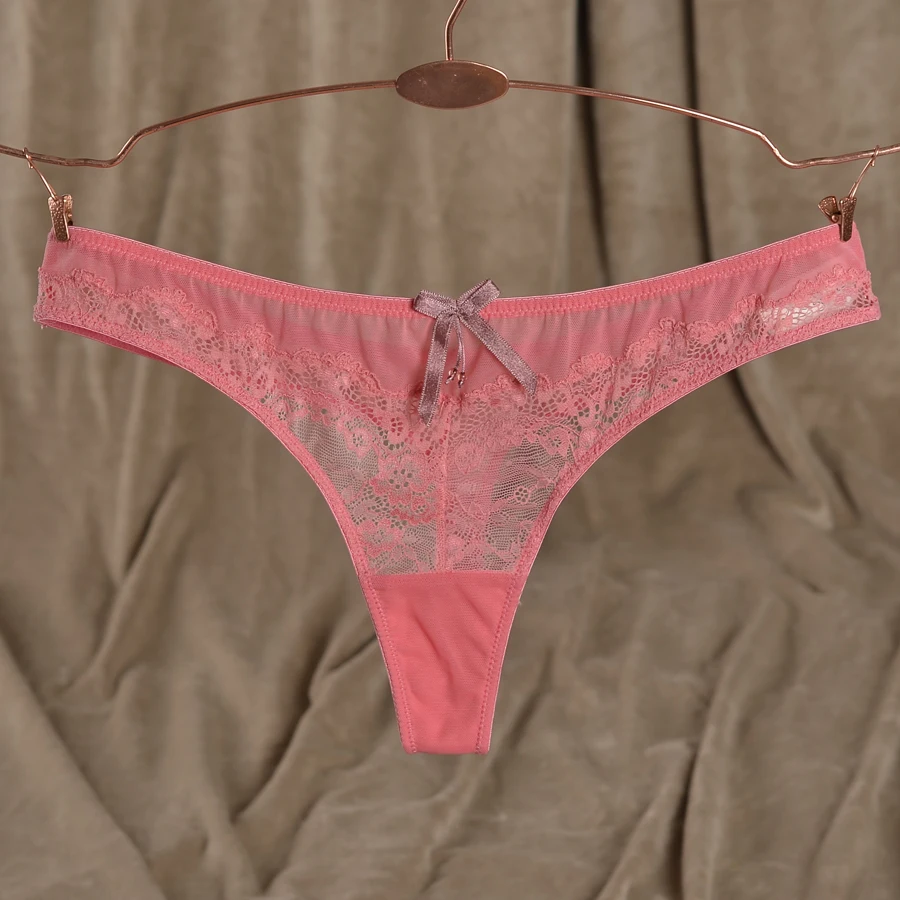 none strap pink Мода перспективность кружева украшения стринги марля материал удобные t sting искушение сексуальные трусики полностью прозрачные - Цвет: none strap pink