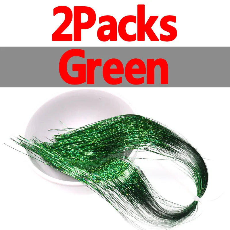 Green 2Packs Wifreo 2 упаковки Flashabou голографическая плоская мишура вспышка для ловли нахлыстом приманка с крючками материал для изготовления золотого, Серебряного и красного цветов - Цвет: Green 2Packs