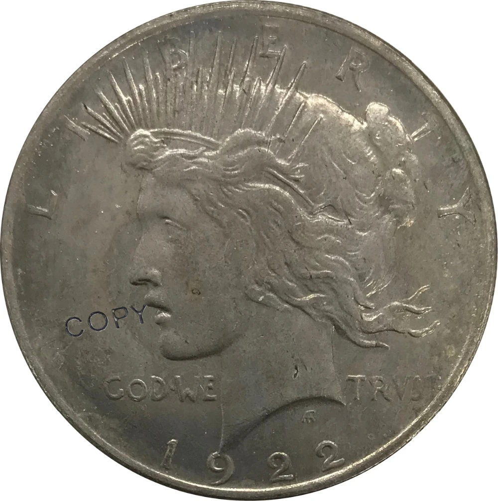 

Два лица 1922 США 1 один доллар мира свободы предметы коллекционирования из мельхиора, покрытые серебром копия монеты