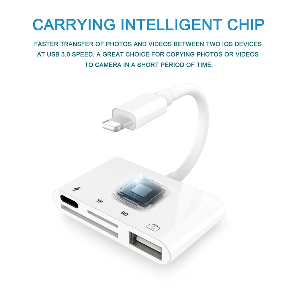 4 в 1 устройство для чтения Micro SD карт памяти камеры Адаптер Lightning/USB iPhone pro 11 XS MAX 7 8X5