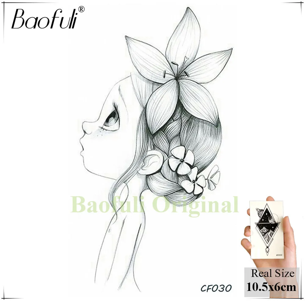 Тату BAOFULI в виде мультфильма блестящая галактика треугольник временная