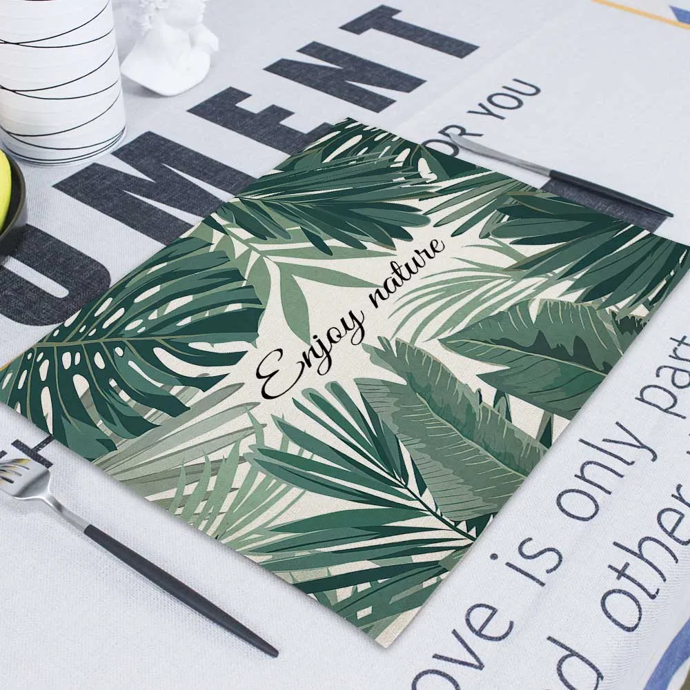 CD9-7 Tropical Plant Dining Napkin Fabric Napkins Matting Wedding Napkin Linen Cloth Serving Table For Weddings Tea Towels For Kitchen - Цвет: CD9-7