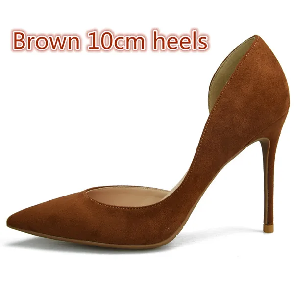 Brown 10cm Heels Stylesowner/пикантные туфли на высоком каблуке в римском стиле; женские туфли-лодочки; элегантные туфли из искусственной замши на высоком каблуке; цвет коричневый, телесный; туфли на высоком каблуке - Цвет: Brown 10cm Heels