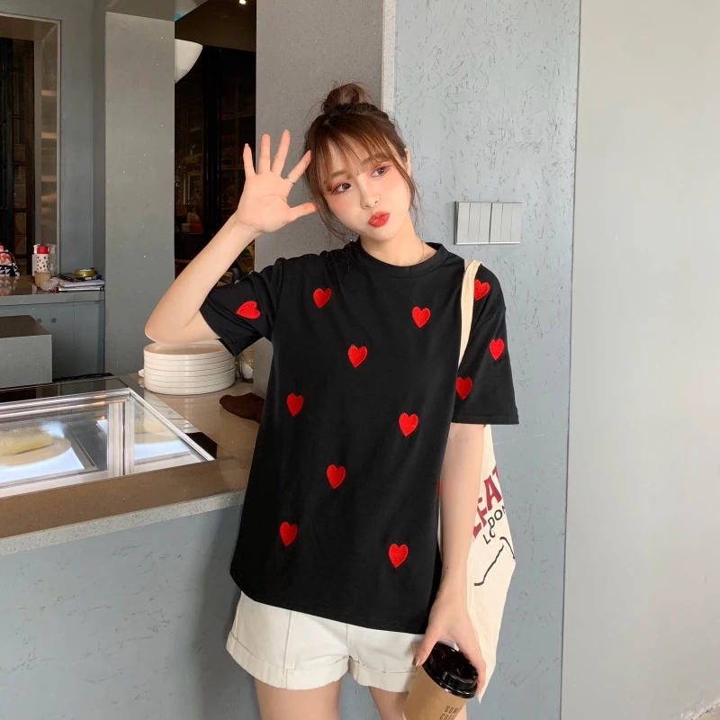 Женская Повседневная футболка с милым принтом 2019 женская летняя коротким