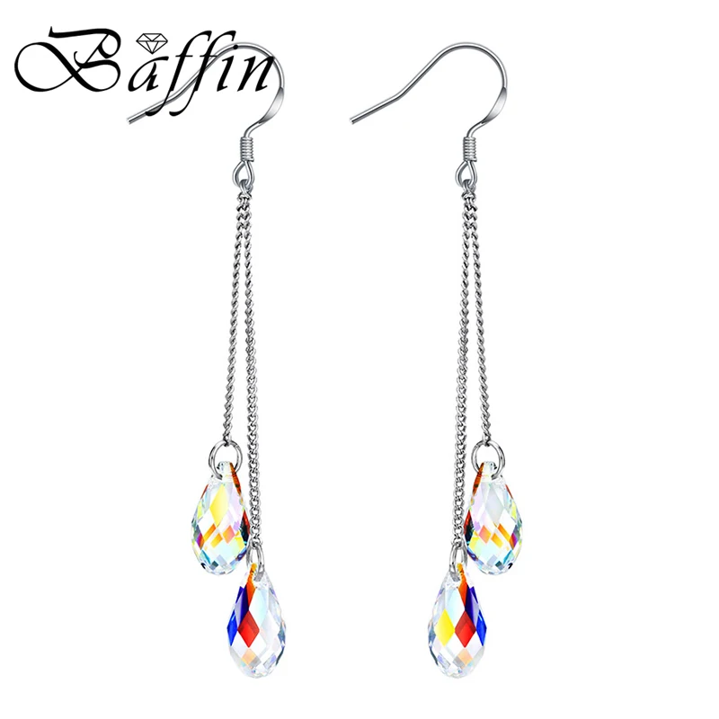 BAFFIN, новинка, длинная цепочка, бусины, висячие серьги, цветные, яркие кристаллы от Swarovski, серебряный цвет, Богемия, висячие, пирсинг для женщин, подарки