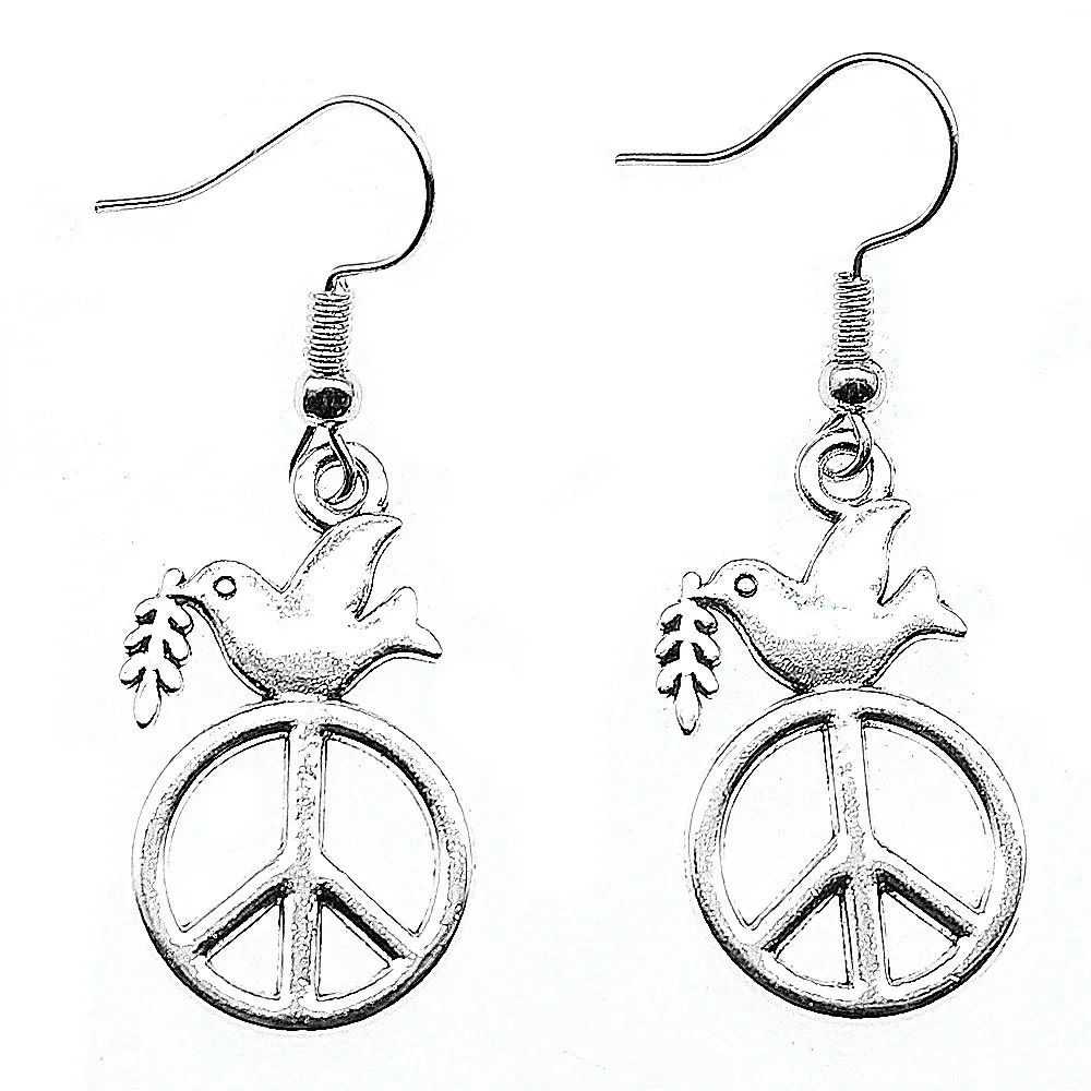 Винтаж Новые Модные Простые 28x16 мм Peace Dove очаровательные висячие серьги Длинные