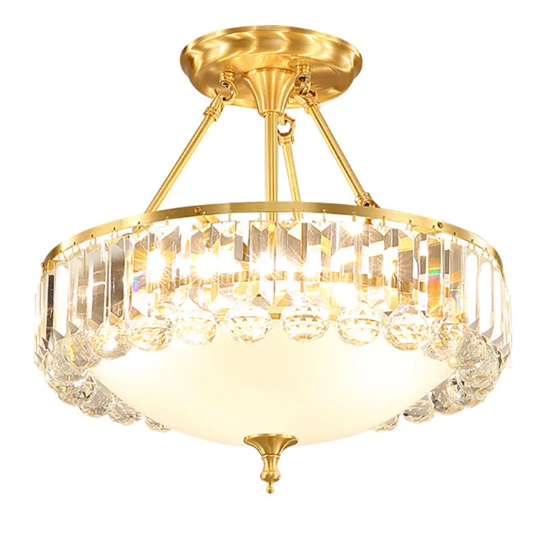 

New Nordic Pendant Light Crystal Lampshade Crystal Ball Decoration Hang Light Plated Copper Lamp Body Hotel Lighting Fixture