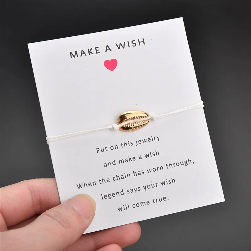 Женский браслет с подвеской в виде ракушки Make a Wish регулируемые браслеты красной