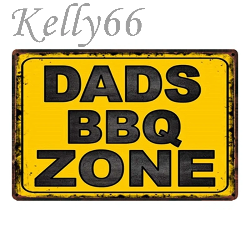[ Kelly66 ] DADS BBQ Zone Metal Sign Tin Poster Home Decor Bar Wall Art Painting 20*30 CM Size y-1767 |