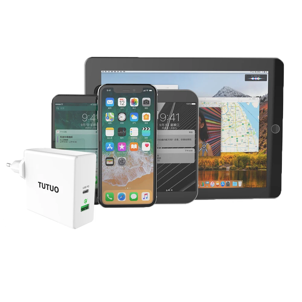 Сетевое зарядное устройство TUTUO 60 Вт USB C PD Quick Charge 3 0 быстрая зарядка для iPhone X 8 Plus