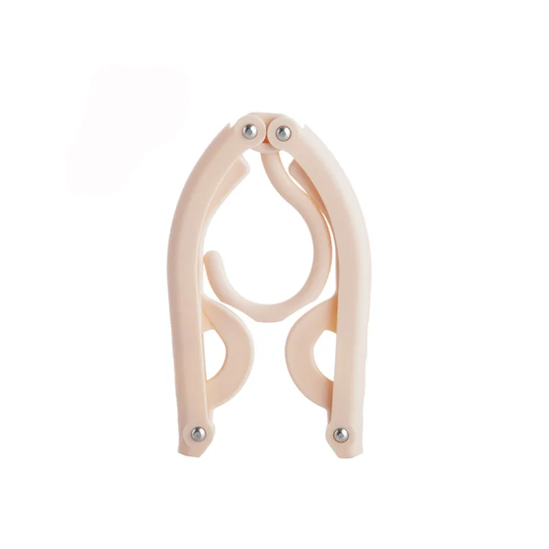Beige 5 Pcs Portable Travel Cloth Hanger Organizer Non-Slip Plastic Foldable Rack Drying Coat Storage perchas cintres pour vetements - Цвет: Beige