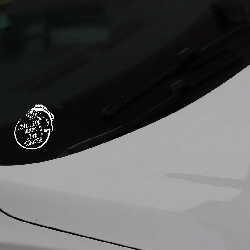 YJZT 14.5CM*14.6CM Car Sticker Live Life Hook A Line D Sinker Fishing Decal Vinyl Art Decor Black/Silver C24-0512 | Автомобили и