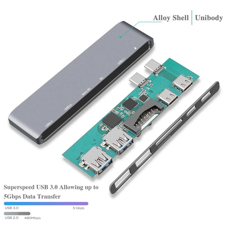 Usb type C концентратор Thunderbolt 3 адаптер многопортовый для 2017 2016 MacBook pro с 40 Гбит/с SD TF