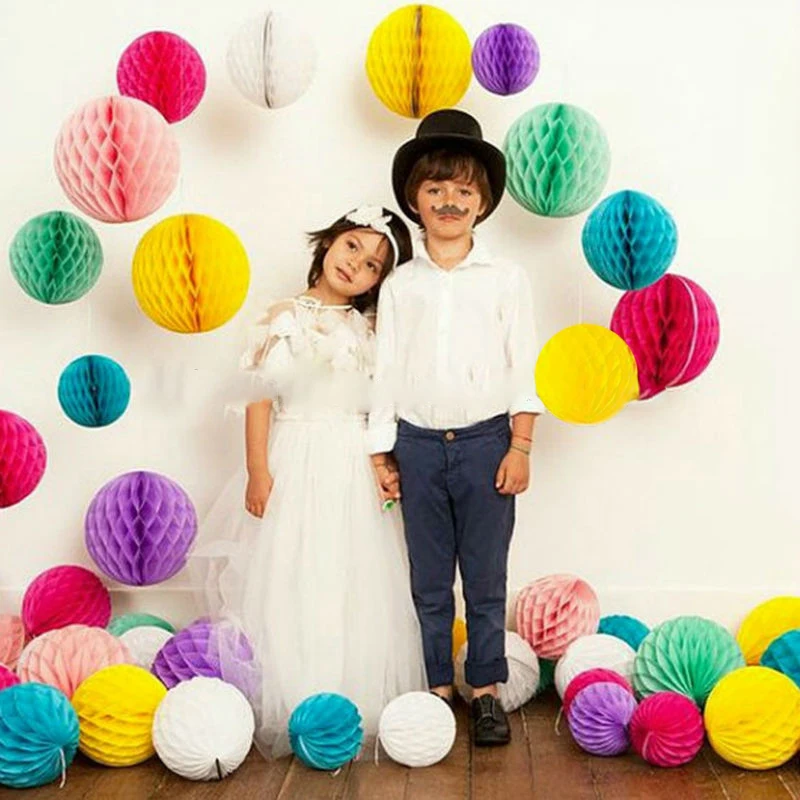 4 6 8 10 12 14 дюймов круглые бумажные фонарики сотовые шарики для свадьбы детского