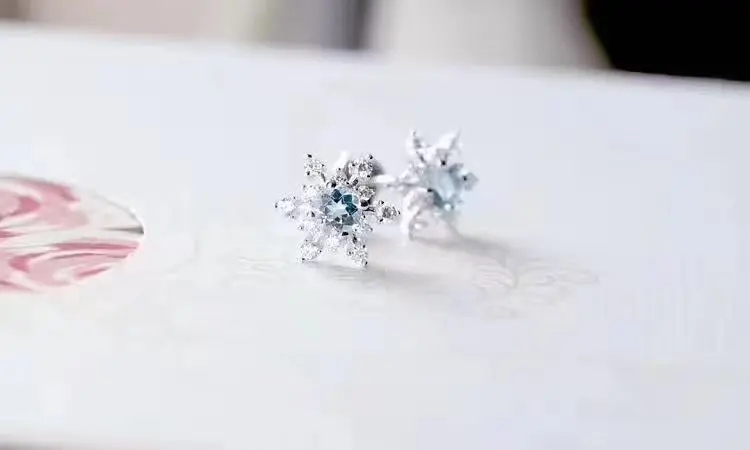 Женский ювелирный комплект из серебра 925 пробы с натуральным аквамарином|jewelry