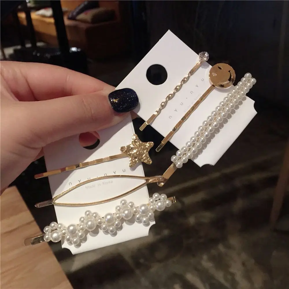 Женская заколка для волос с жемчужинами металлическая золотого цвета в форме